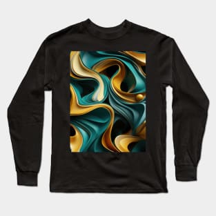 Funky Facade: Trompe-l’oeil Green Turquoise and Gold Long Sleeve T-Shirt